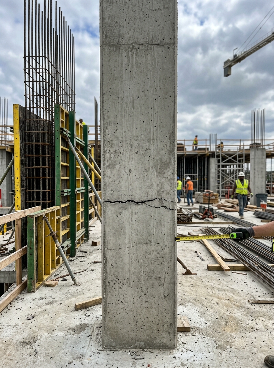 Horizontal crack along a concrete wall